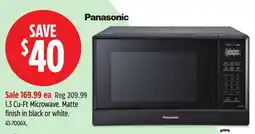Canadian Tire Panasonic 1.3 Cu-Ft Microwave offer