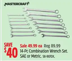 Canadian Tire MASTERCRAFT 14-Pc Combination Wrench Set offer