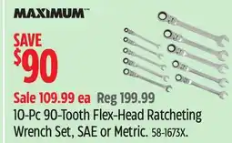 Canadian Tire MAXIMUM 10-Pc 90-Tooth Flex-Head Ratcheting Wrench Set, SAE or Metric offer