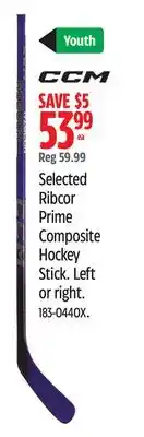 Canadian Tire Selected Ribcor Prime Composite Hockey Stick offer