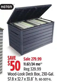 Canadian Tire Keter Wood-Look Deck Box, 230-Gal offer
