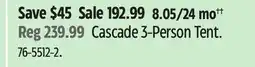 Canadian Tire Cascade 3-Person Tent offer
