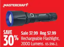 Canadian Tire Mastercraft Rechargeable Flashlight, 2000 Lumens offer