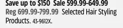 Canadian Tire Selected Hair Styling Products offer