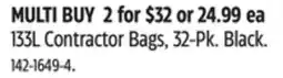Canadian Tire 133L Contractor Bags, 32-Pk. Black offer