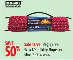 Canadian Tire Ben-Mor 1/4 x 175' Utility Rope on Mini Reel offer