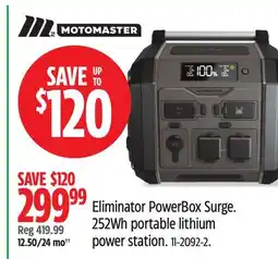 Canadian Tire Eliminator PowerBox Surge. 252Wh portable lithium power station offer