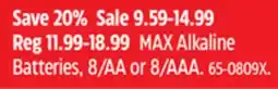 Canadian Tire Energizer MAX Alkaline Batteries offer