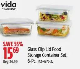 Canadian Tire Vida by Paderno Glass Clip Lid Food Storage Container Set, 6-Pc offer