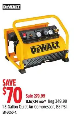 Canadian Tire DEWALT 1.3-Gallon Quiet Air Compressor, 135 PSI offer