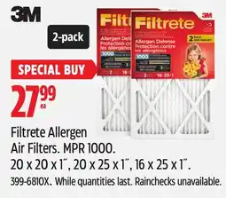 Canadian Tire 3M Filtrete Allergen Air Filters. MPR 1000 offer