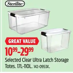 Canadian Tire Selected Sterilite Clear Ultra Latch Storage Totes offer