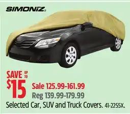 Canadian Tire Selected Car, SUV and Truck Covers offer