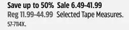 Canadian Tire Selected Tape Measures offer
