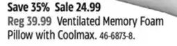 Canadian Tire Ventilated Memory Foam Pillow with Coolmax offer