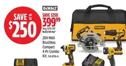 Canadian Tire DEWALT 20V MAX Brushless Compact 4-Pc Combo Kit offer