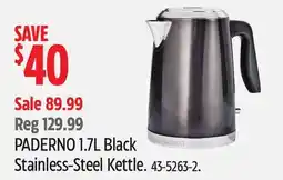 Canadian Tire PADERNO 1.7L Black Stainless-Steel Kettle offer