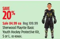 Canadian Tire Sherwood Playrite Basic Youth Hockey Protective Kit, S or L offer