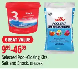 Canadian Tire Selected Pool-Closing Kits, Salt and Shock offer