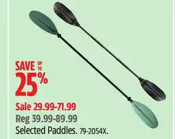 Canadian Tire Selected Paddles offer