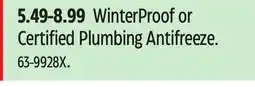 Canadian Tire WinterProof or Certified Plumbing Antifreeze offer
