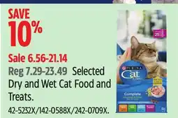 Canadian Tire Purina Selected Dry and Wet Cat Food and Treats offer