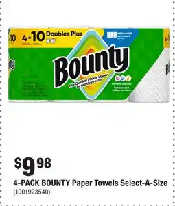 Home Depot 4-PACK BOUNTY Paper Towels Select-A-Size offer