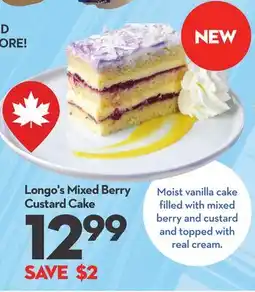 Longo's Mixed Berry Custard Cake offer