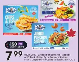 Sobeys Breaded or Battered Haddock or Pollock, Butterfly or Popcorn Shrimp, Fish & Chips or Fish Cakes offer