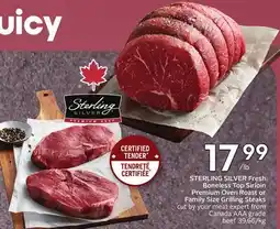 Sobeys Fresh Boneless Top Sirloin Premium Oval Filet or Family Size Beef Steaks offer