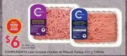 Sobeys COMPLIMENTS Lean Ground Chicken or Minced Turkey offer