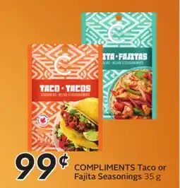 Sobeys COMPLIMENTS Taco or Fajita Seasonings offer
