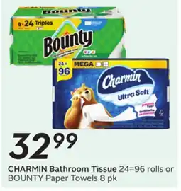 Sobeys CHARMIN Bathroom Tissue 24=96 rolls or BOUNTY Paper Towels offer