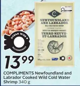 Sobeys COMPLIMENTS Newfoundland and Labrador Cooked Wild Cold Water Shrimp offer