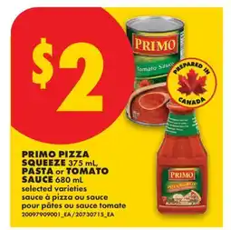 No Frills PRIMO PIZZA SQUEEZE, 375 ML, PASTA OR TOMATO SAUCE, 680 ML offer