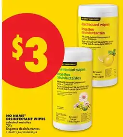 No Frills NO NAME DISINFECTANT WIPES, 75'S offer
