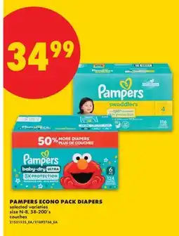 No Frills PAMPERS ECONO PACK DIAPERS, size N-8, 58-200's offer