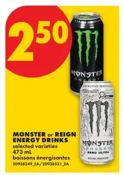 No Frills MONSTER OR REIGN ENERGY DRINKS offer
