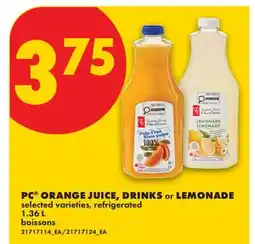 No Frills PC ORANGE JUICE, DRINKS or LEMONADE offer
