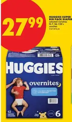 No Frills HUGGIES SUPER BIG PACK DIAPERS, N-7, 36-128's offer