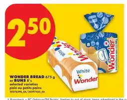 No Frills WONDER BREAD, 675 G OR BUNS, 8'S offer