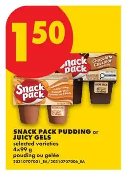 No Frills SNACK PACK PUDDING or JUICY GELS offer
