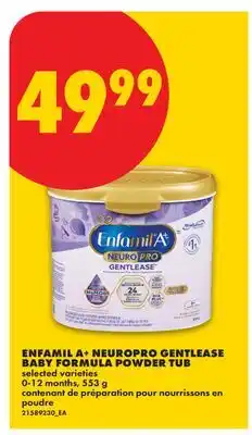 No Frills ENFAMIL A+ NEUROPRO GENTLEASE BABY FORMULA POWDER TUB 0-12 MONTHS, 553 G offer