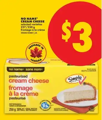 No Frills NO NAME CREAM CHEESE, 227/250 G offer