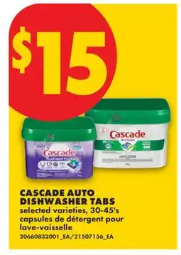 No Frills CASCADE AUTO DISHWASHER TABS, 30-45'S offer