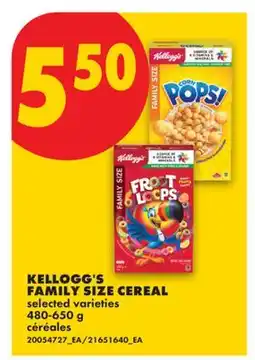 No Frills KELLOGG'S FAMILY SIZE CEREAL offer