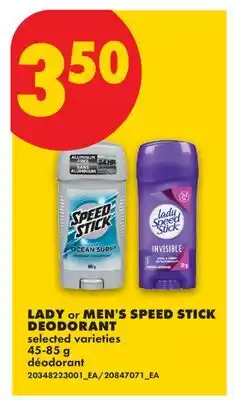 No Frills LADY OR MEN'S SPEED STICK DEODORANT offer