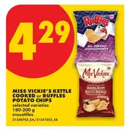No Frills MISS VICKIE'S KETTLE COOKED OR RUFFLES POTATO CHIPS offer
