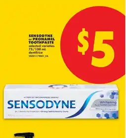 No Frills SENSODYNE OR PRONAMEL TOOTHPASTE, 75/100 ML offer