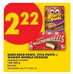 No Frills DARE BEAR PAWS, VIVA PUFFS OR WAGON WHEELS COOKIES offer
